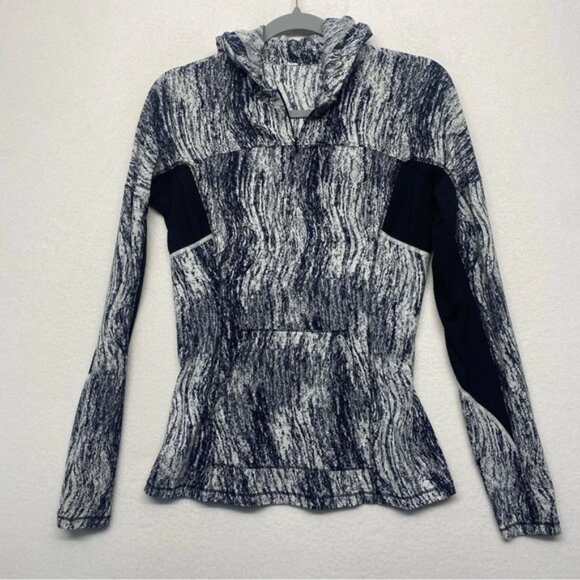 Lululemon Runbeam Hoodie Texture Twist White Black / Black 8 - Picture 6 of 12